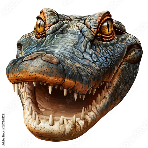 Crocodile Head Vector Illustration | Powerful and Ferocious Reptile Art  
