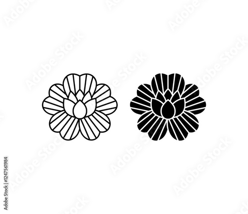 Icon of flower with five petals, logo template