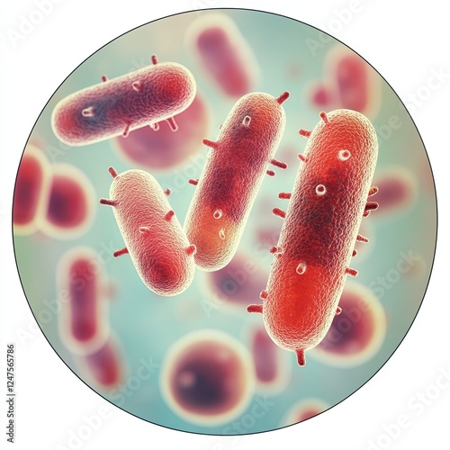 Light gradient icon of bacteria, modern aesthetic, white background  photo