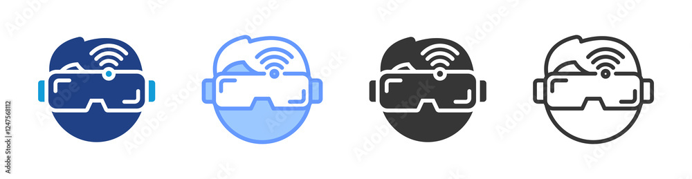 Virtual Reality icon set multiple style collection