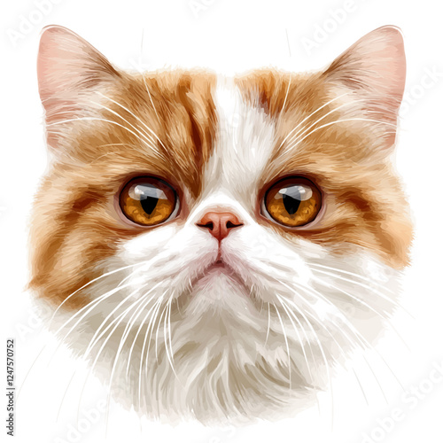 Exotic Shorthair Cat Head Vector Illustration | Cute and Playful Cat Art  
