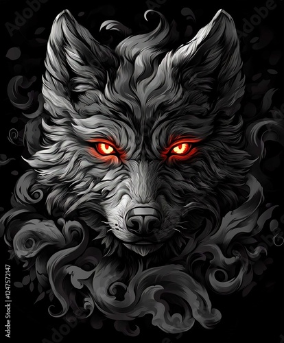 Tribal Skull Tiger Lion Cat Dog Cartoon Illustration for Halloween Art Design