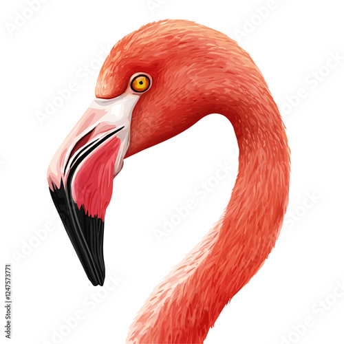 Flamingo Head Vector Illustration | Elegant and Vibrant Bird Art  
