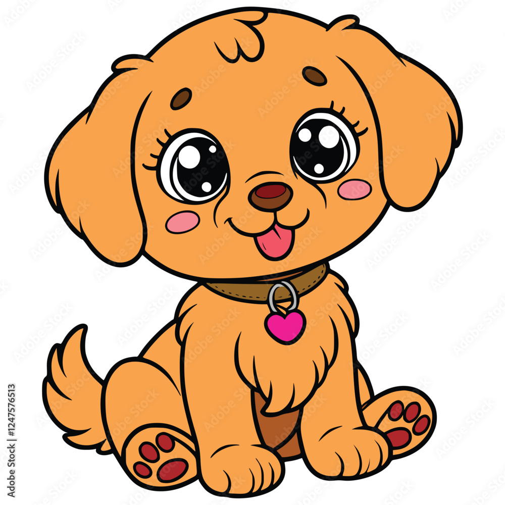 Fototapeta premium adorable simple vector of an orange fur puppy generative ai