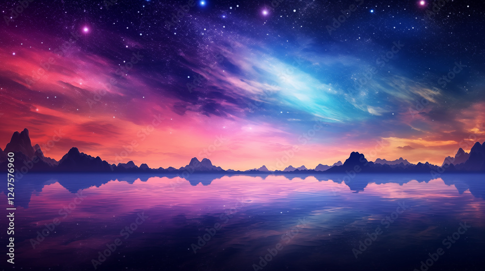 Fototapeta premium Starry Night Sky Background with Galaxies and Sparkling Stars