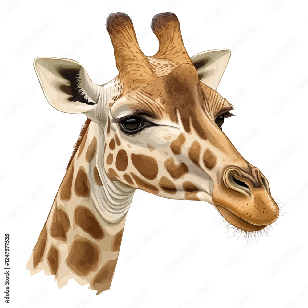 Fototapeta premium Giraffe Head Vector Illustration | Majestic Wildlife Artwork for Logos & Digital Designs 