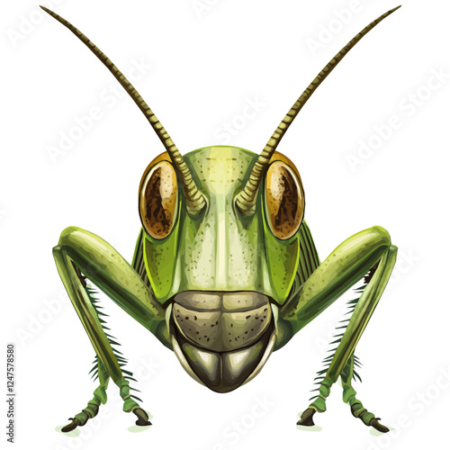 Grasshopper Head Vector Illustration | Intricate Insect Artwork for Logos & Digital Designs  
