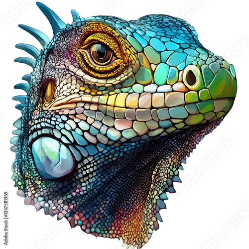 Iguana Head Vector Illustration | Exotic Reptile Artwork for Logos & Digital Designs  
