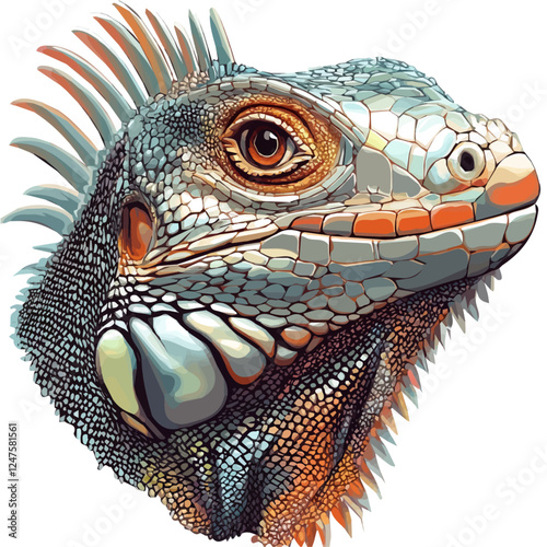 Iguana Head Vector Illustration | Exotic Reptile Artwork for Logos & Digital Designs  
