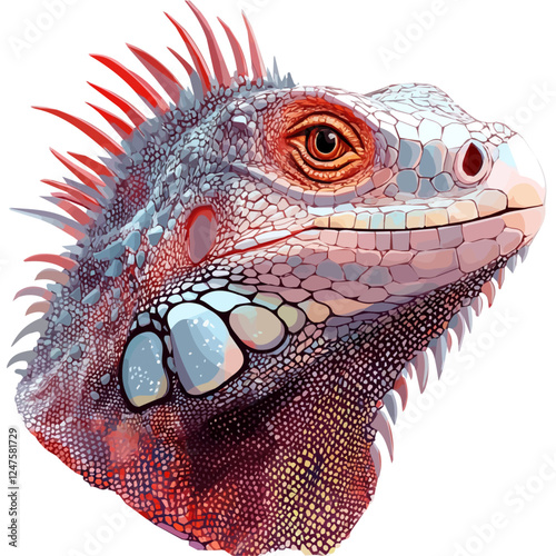 Iguana Head Vector Illustration | Exotic Reptile Artwork for Logos & Digital Designs  
