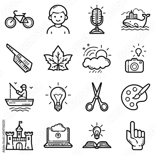 Essential Flat Icon Set Isolated On White Background