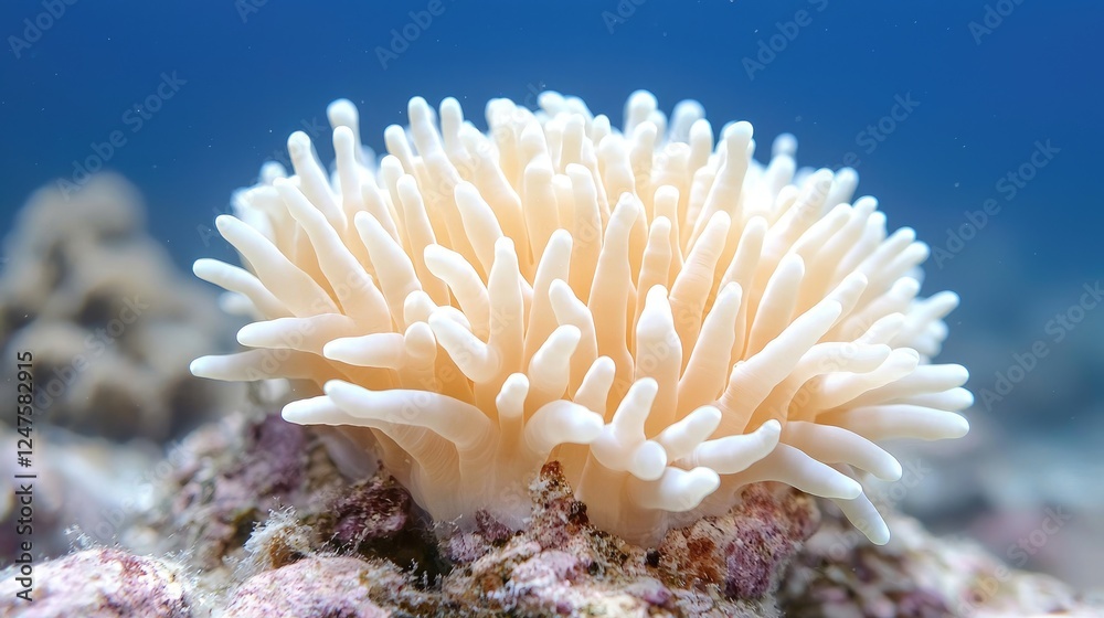 Naklejka premium Underwater coral reef anemone ocean life