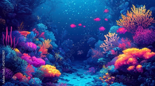 Wallpaper Mural Vibrant Underwater Pixel Art Coral Reef Scene Torontodigital.ca