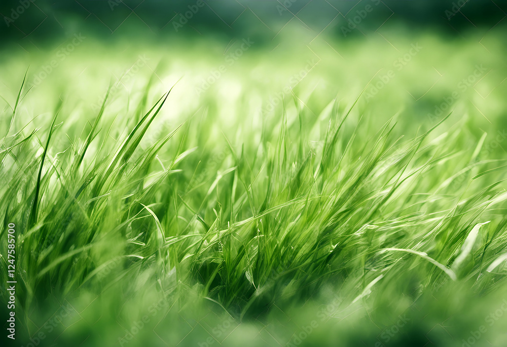 Obraz premium background border grass green watercolor isolated white herb seamless pattern ornament spring summer ecology herbage turf lawn sward cereal stalk wild plant meadow herbal organic eco vernal
