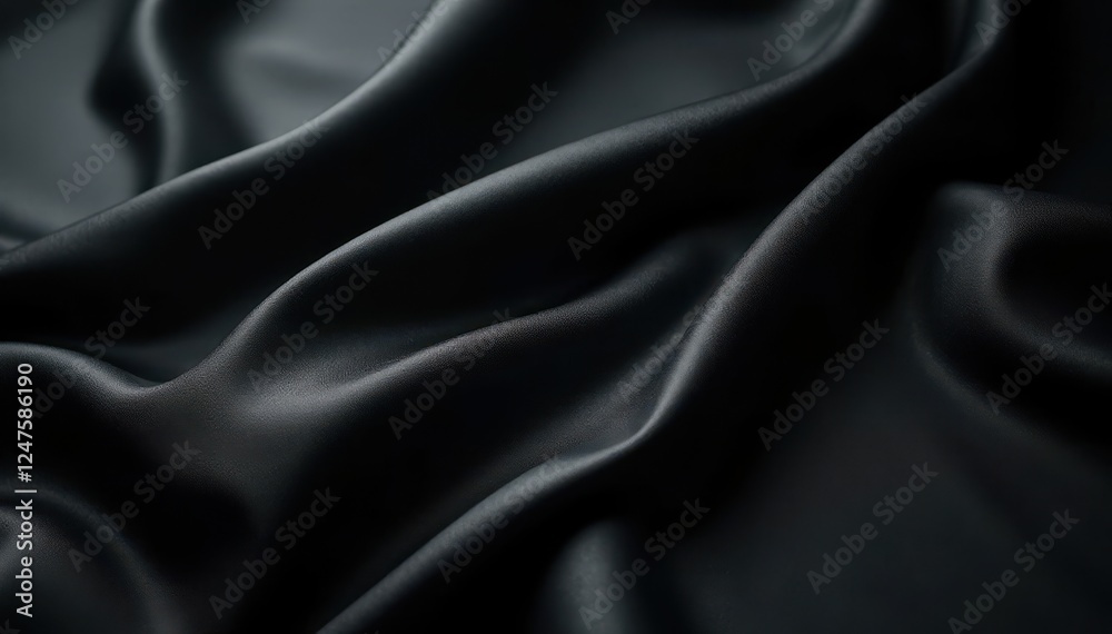 Fototapeta premium Deep black nylon, glossy finish, refined texture, rich, shadow, subtle