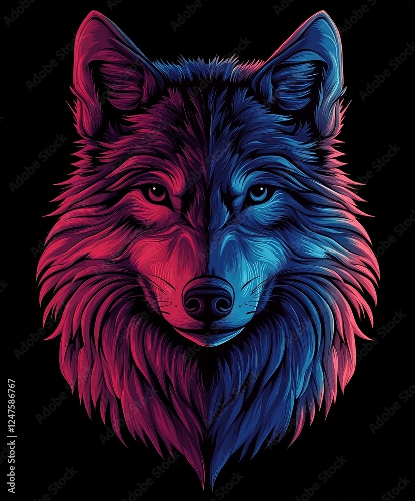 Fototapeta Wild Wolf Tribal Tattoo Vector Illustration Art