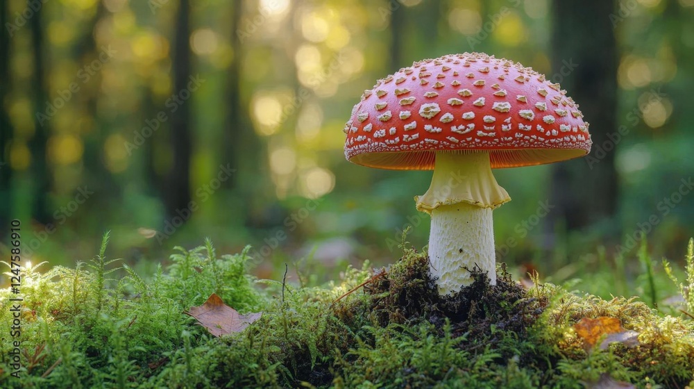 Stunning Red Mushroom In Forest Setting