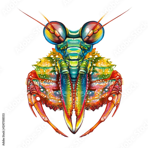 Mantis Shrimp Vector Illustration | Vibrant Marine Artwork for Logos & Digital Designs  
