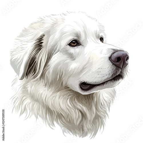 Maremma Head Vector Illustration | Majestic Guardian Dog Artwork for Logos & Prints  
