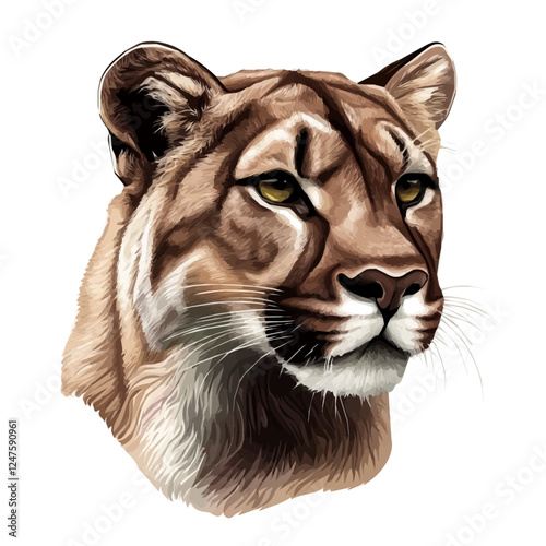 Mountain Lion Head Vector Illustration | Powerful Wildlife Artwork for Logos & Prints  
