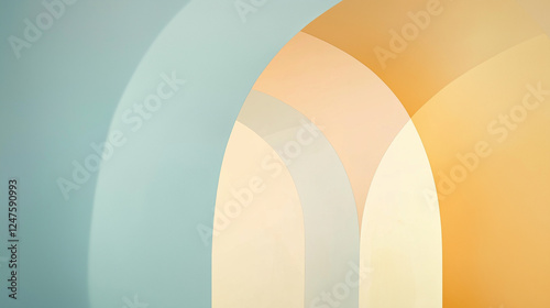 Arcing forms with pale colors and room for text