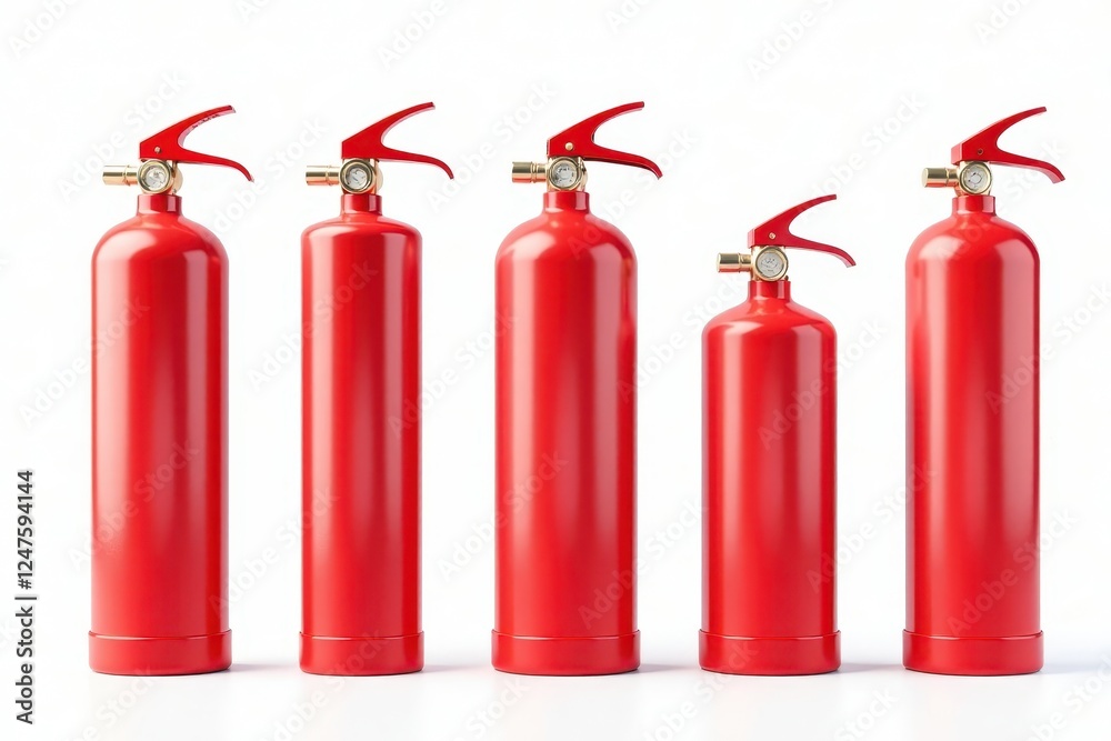 Obraz premium Different fire extinguisher icons, isolated on white , isolated icons, flat icons