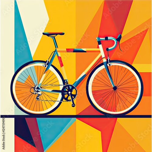 Wallpaper Mural Colorful road bike illustration with geometric background. Torontodigital.ca