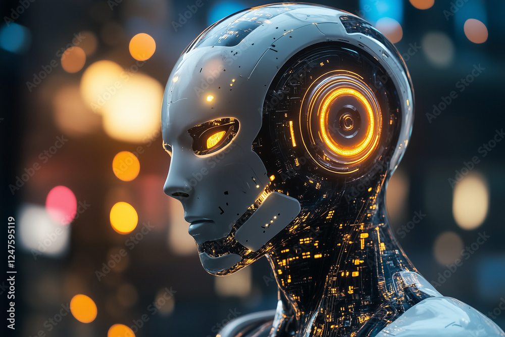 Fototapeta premium Autonomous superintelligent AI army with advanced robotic soldiers