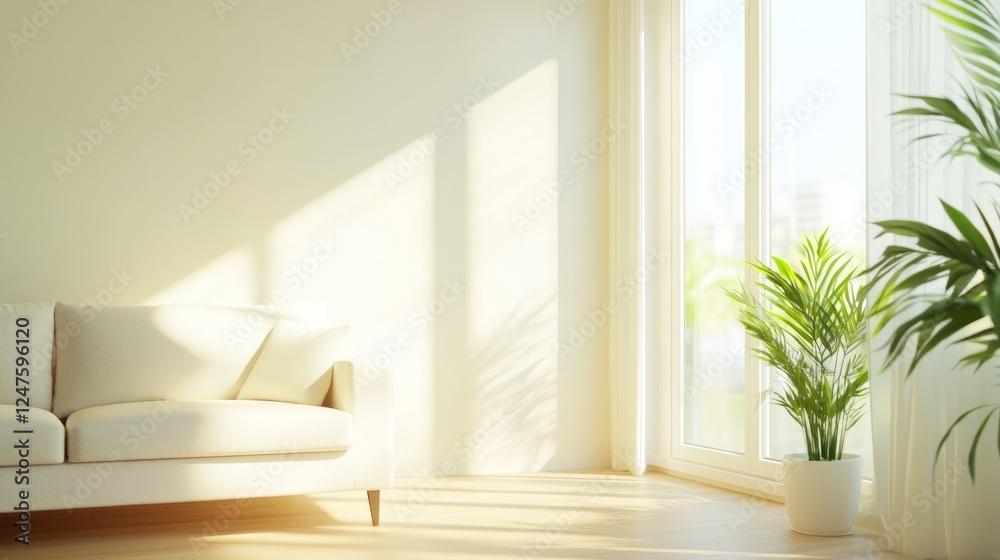 Fototapeta premium Living room with soft natural tones