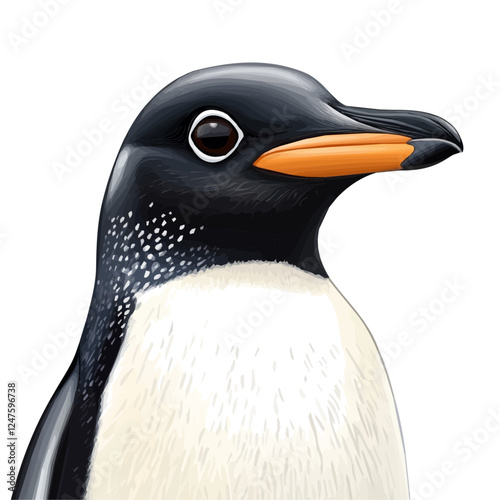 Charming Penguin Head Vector Illustration – Cute Arctic Animal Artwork
 photo