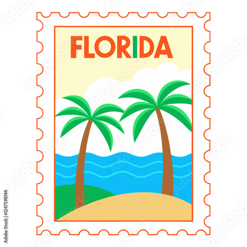 Florida Souvenir Postage Stamp Vector Illustration