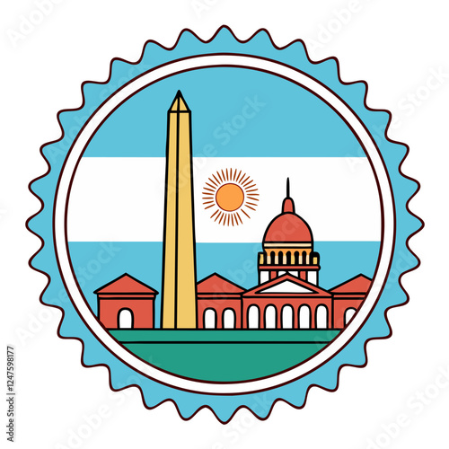 Souvenir Postage Stamp Vector Illustration