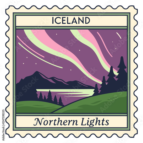 Iceland Souvenir Postage Stamp Vector Illustration