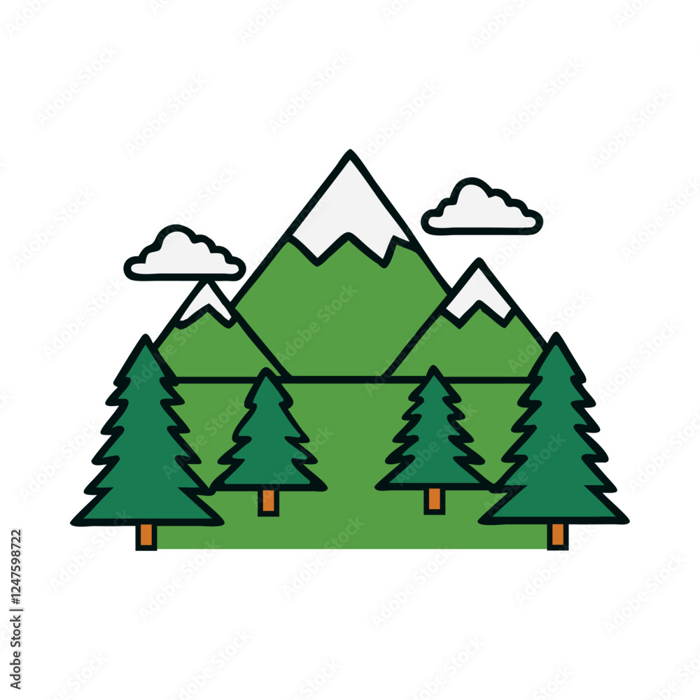 Obraz premium Green Hills With Pine Trees Icon