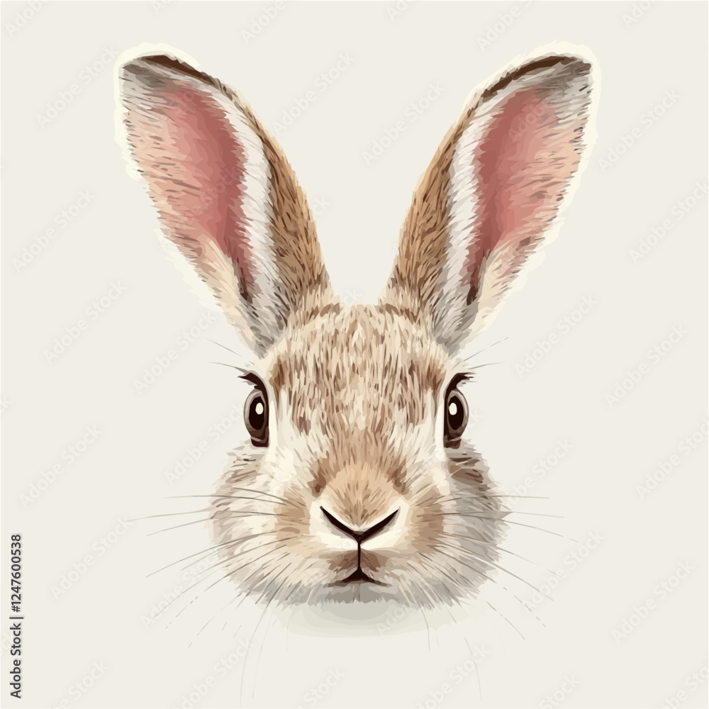Fototapeta premium Whimsical Rabbit Head Vector Illustration – Cute Animal Artwork 