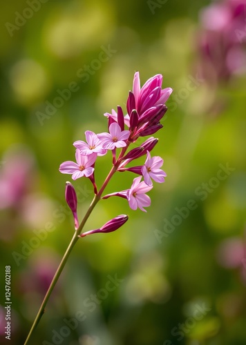Pink flower in shallow depth of field with blurred green background ragged-robin (silene flos-cuculi) bokeh green bokeh green abstract background light bright blur pattern