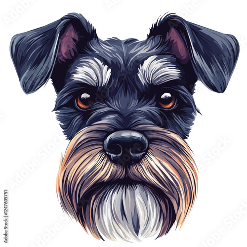 Schnauzer Head – A Charming and Elegant Vector Illustration of a Schnauzer’s Head
