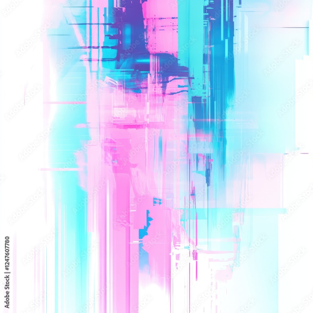 Obraz premium Abstract digital artwork featuring vibrant pink and blue vertical streaks and gradients.