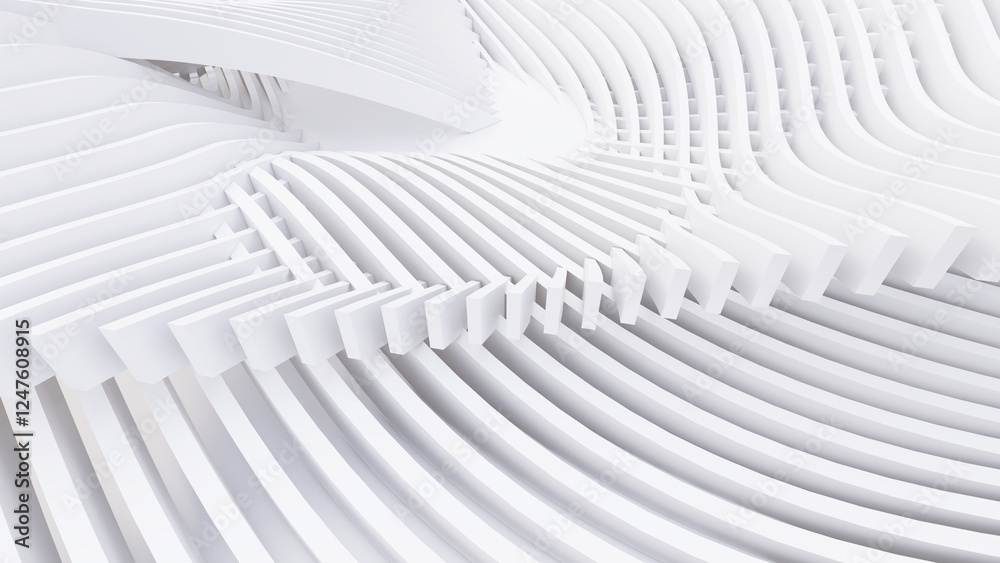 Naklejka premium Abstract Curved Shapes. White Circular Background.