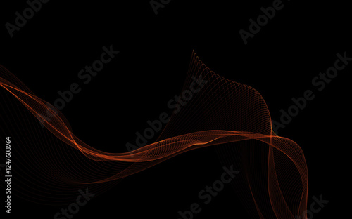 Dark abstract background with a glowing abstract waves