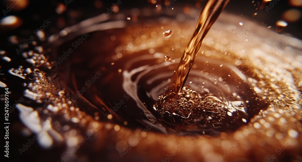 Coffee pouring, splash, dark background, studio, beverage Coffee pouring, splash, dark background, studio, beverage
