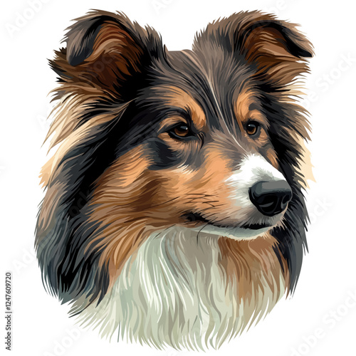 Shetland Sheepdog Head – A Detailed and Beautiful Vector Illustration of a Shetland Sheepdog’s Head
