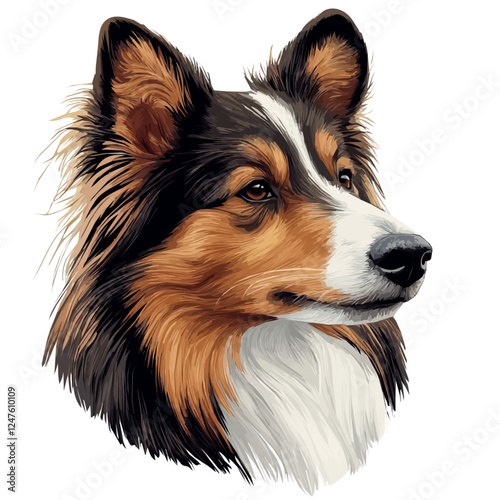 Shetland Sheepdog Head – A Detailed and Beautiful Vector Illustration of a Shetland Sheepdog’s Head
