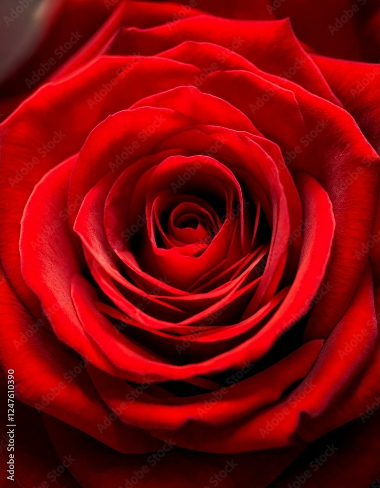 Obraz premium Close up image of a red rose flower. 