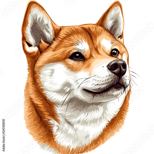 Shiba Inu Head – A Gorgeous and Majestic Vector Illustration of a Shiba Inu’s Head
