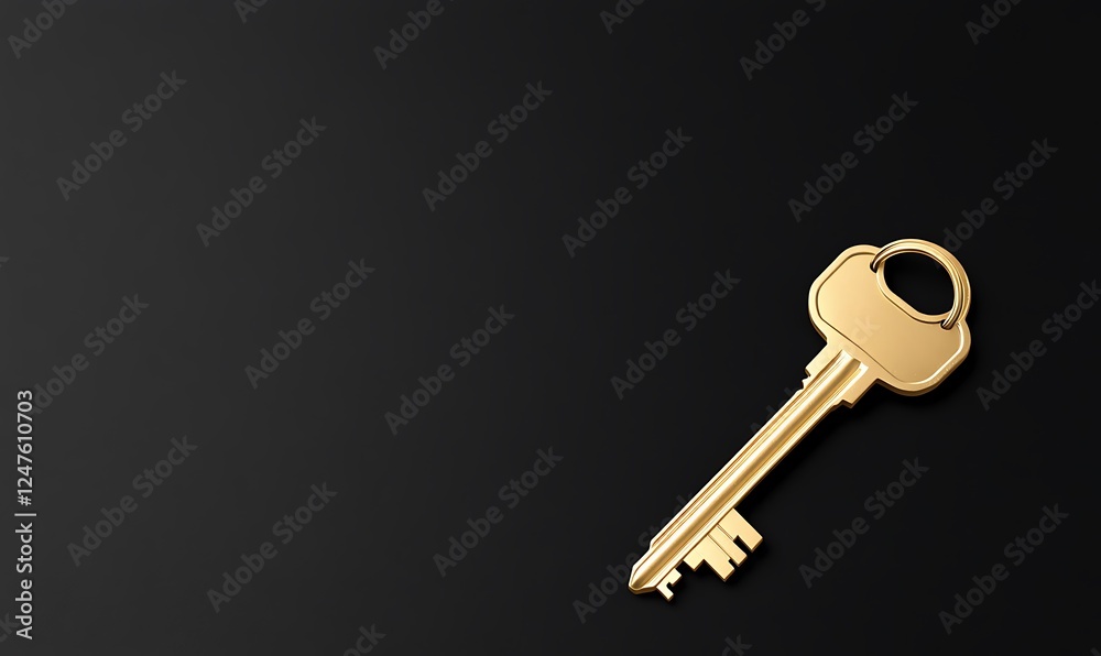 Golden key on a dark background, symbolizing access and security. Golden key on a dark background, symbolizing access and security.