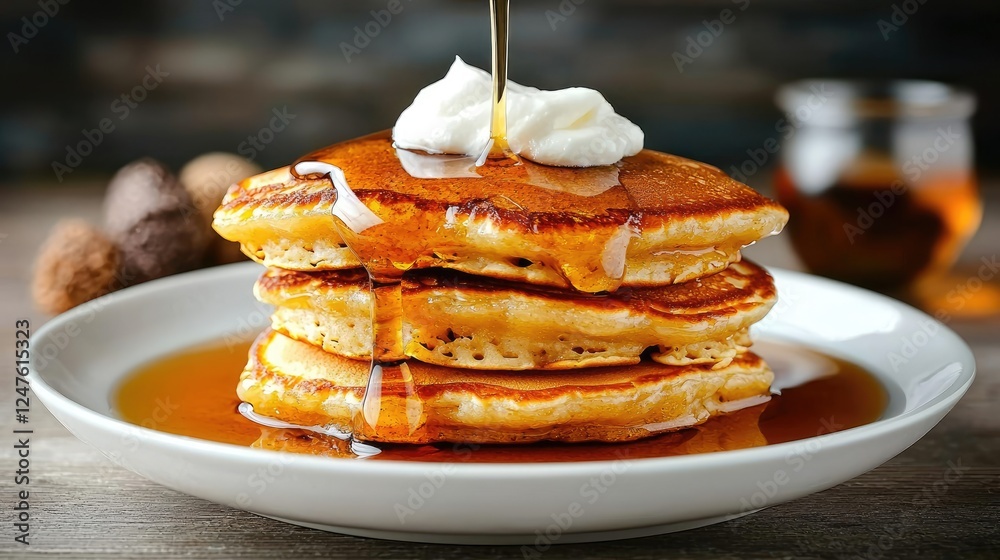 custom made wallpaper toronto digitalSyrup poured on fluffy pancakes with whipped cream