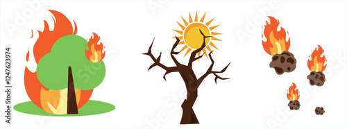 Natural events icons. Natural disasters vector illustrations.