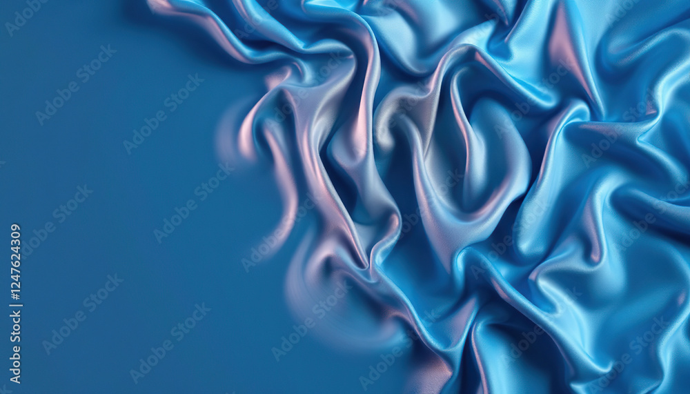 Obraz premium Draped Blue Silk Fabric Texture Background