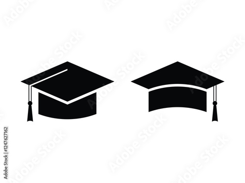 black graduation hat symbol design vector illustration isolated on transparent background